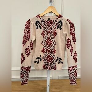 Plenty by Tracy Reese Red and Black Beaded Embroidered Sweater